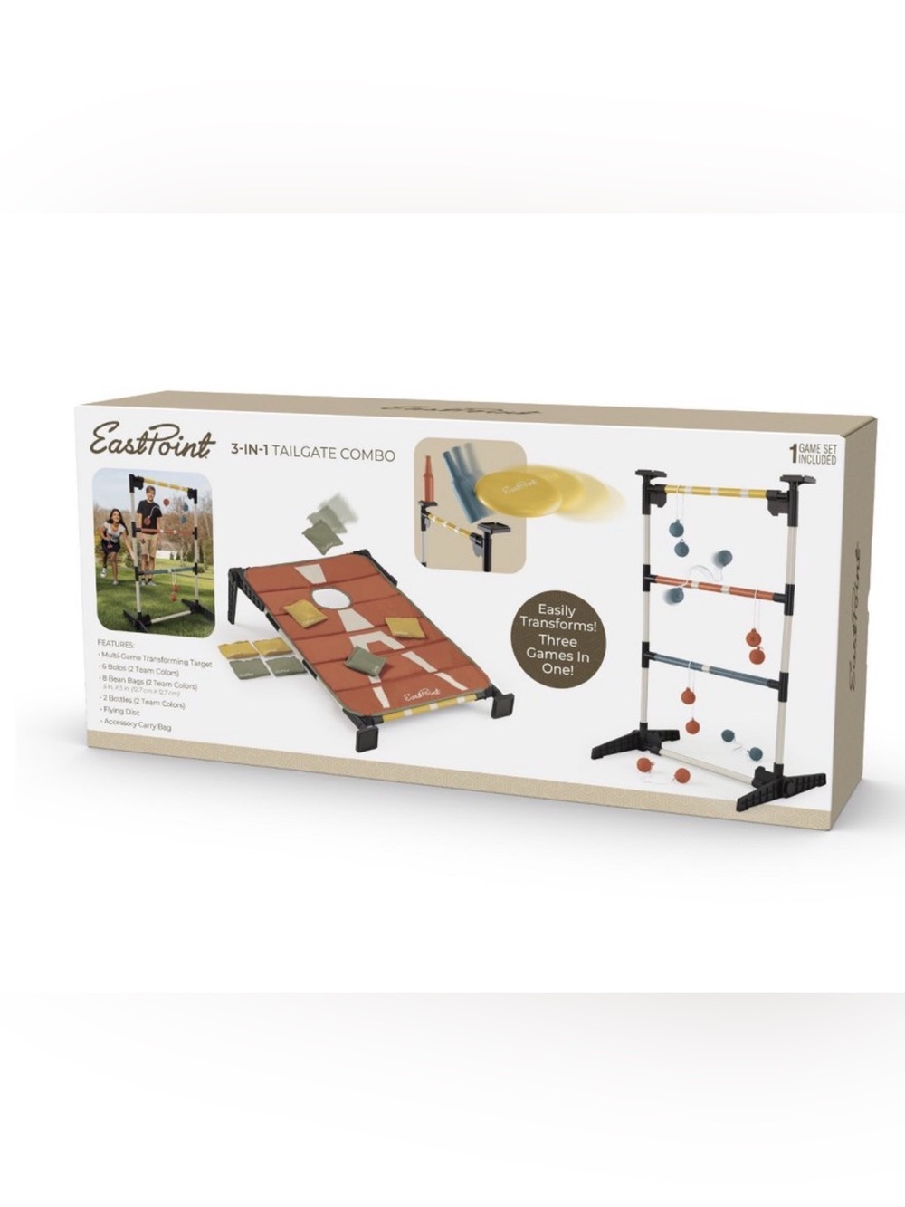 EastPoint 3-in-1 Backyard & Tailgate
Game Combo Set with Ladderball
NIB